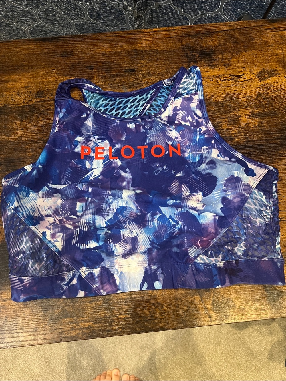 Peloton Purple Multi-Print High-Neck Sports Bra Top